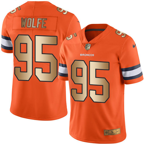 Nike Broncos #95 Derek Wolfe Orange Men's Stitched NFL Limited Gold Rush Jersey - Click Image to Close